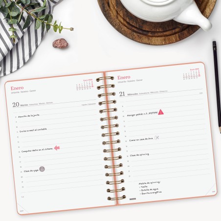 30542-AGENDA 2026 TRENDY ALMA E10 155X212MM DIA PAGINA CORAL FINOCAM 762040526