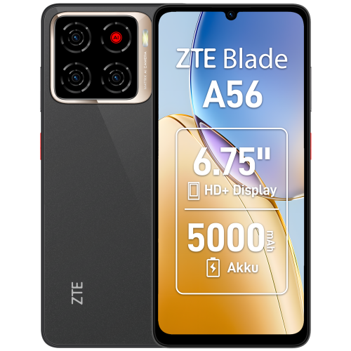 30648-ZTE Blade A56 17,1 cm (6.75") SIM doble Android 15 4G USB Tipo C 4 GB 64 GB 5000 mAh Negro