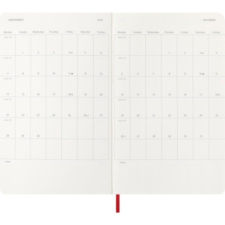 30688-AGENDA 2026 TAPA BLANDA 12 MESES DIARIA L (13 X 21 CM) ROJO MOLESKINE DSF212DC3Y26
