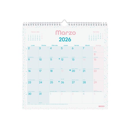 30695-CALENDARIO 2026 PARED TRENDY CHIC ESCRIBIR 300X300MM TURQUESA FINOCAM 787005826
