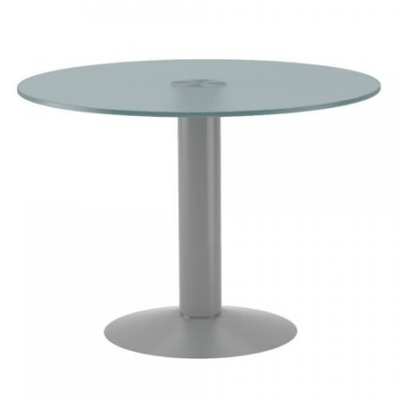 3071-MESA DE REUNIONES REDONDA 100CM DE DIAMETRO. ALTURA 72CM. COLOR: PATA METALICA GRIS / TABLERO HAYA ROCADA 3005AT01