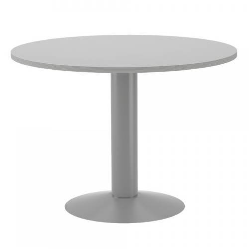 3072-MESA DE REUNIONES REDONDA 100CM DE DIAMETRO. ALTURA 72CM. COLOR: PATA METALICA GRIS / TABLERO GRIS ROCADA 3005AT02