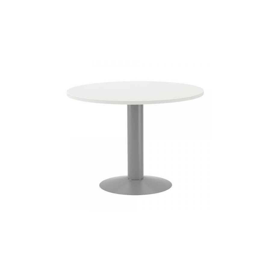 3073-MESA DE REUNIONES REDONDA 100CM DE DIAMETRO. ALTURA 72CM. COLOR: PATA METALICA GRIS / TABLERO BLANCO ROCADA 3005AT0