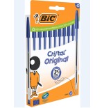 30747-BLISTER CARTON 10 BOLIGRAFOS CRISTAL CON CUERPO TRANSPARENTE TRAZO 0,4MM. AZUL BIC 516352