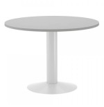 3076-MESA DE REUNIONES REDONDA 100CM DE DIAMETRO. ALTURA 72CM. COLOR: PATA METALICA BLANCA / TABLERO GRIS ROCADA 3005ATW