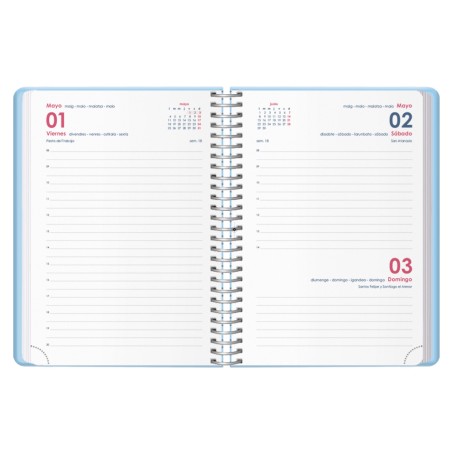 30766-AGENDA 2026 GLOSS ESPIRAL DIA PAGINA 12,5 X 18 CM. AZUL DOHE 12572 - 26