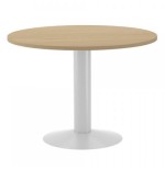 3078-MESA DE REUNIONES REDONDA 100CM DE DIAMETRO. ALTURA 72CM. COLOR: PATA METALICA BLANCA / TABLERO ROBLE ROCADA 3005AT