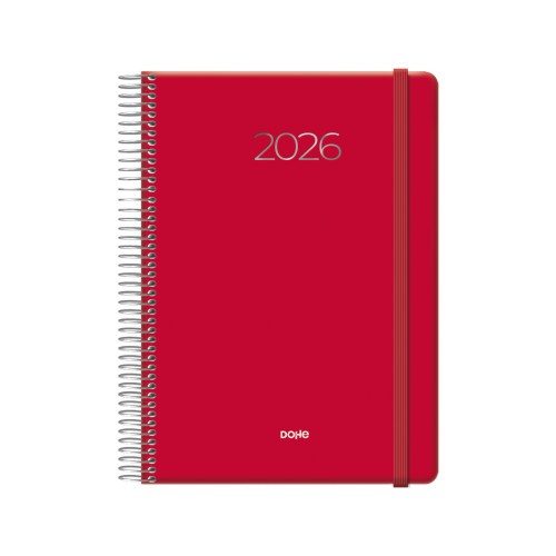 30804-AGENDA 2026 DENVER ESPIRAL DIA PAGINA 15 X 21 CM. COLOR ROJO DOHE 12719 - 26