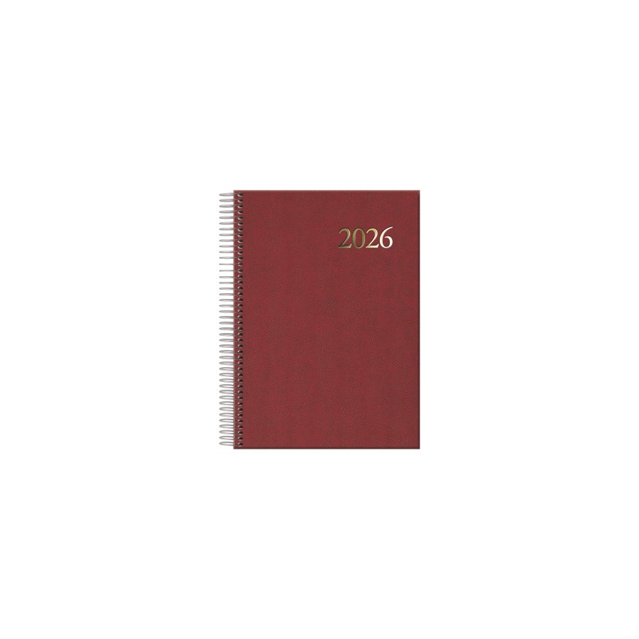 30816-AGENDA 2026 SEGOVIA ESPIRAL DIA PAGINA 14 X 20 CM. COLOR BURDEOS DOHE 12734 - 26