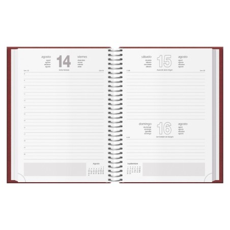 30817-AGENDA 2026 SEGOVIA ESPIRAL DIA PAGINA 14 X 20 CM. COLOR BURDEOS DOHE 12734 - 26