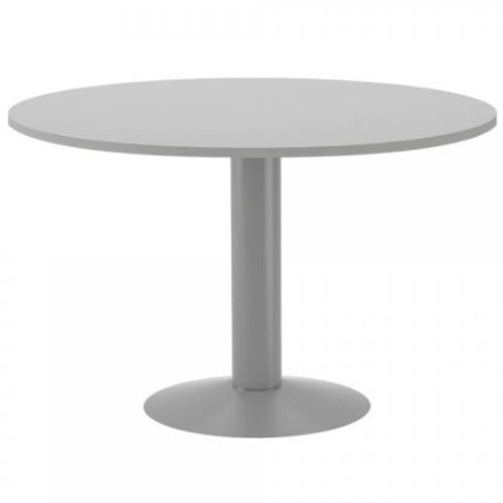 3084-MESA DE REUNIONES REDONDA 120CM DE DIAMETRO. ALTURA 72CM. COLOR: PATA METALICA GRIS / TABLERO GRIS ROCADA 3006AT02