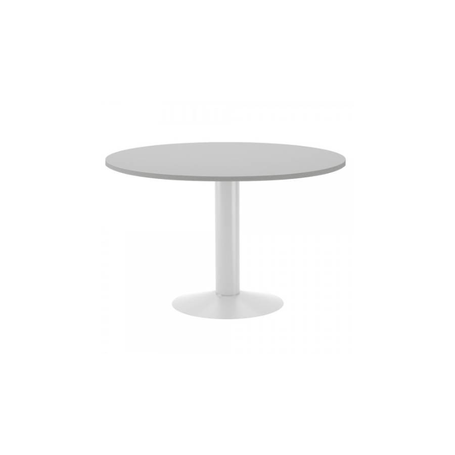 3088-MESA DE REUNIONES REDONDA 120CM DE DIAMETRO. ALTURA 72CM. COLOR: PATA METALICA BLANCA / TABLERO GRIS ROCADA 3006ATW