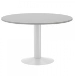 3088-MESA DE REUNIONES REDONDA 120CM DE DIAMETRO. ALTURA 72CM. COLOR: PATA METALICA BLANCA / TABLERO GRIS ROCADA 3006ATW