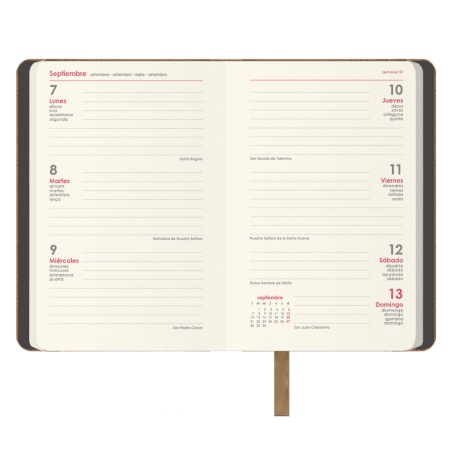 30887-AGENDA 2026 MANHATAN SEMANA VISTA BOLSILLO 8,5 X 13 CM. COLOR CAMEL DOHE 12872 - 26