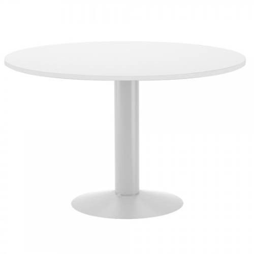 3089-MESA DE REUNIONES REDONDA 120CM DE DIAMETRO. ALTURA 72CM. COLOR: PATA METALICA BLANCA / TABLERO BLANCO ROCADA 3006A