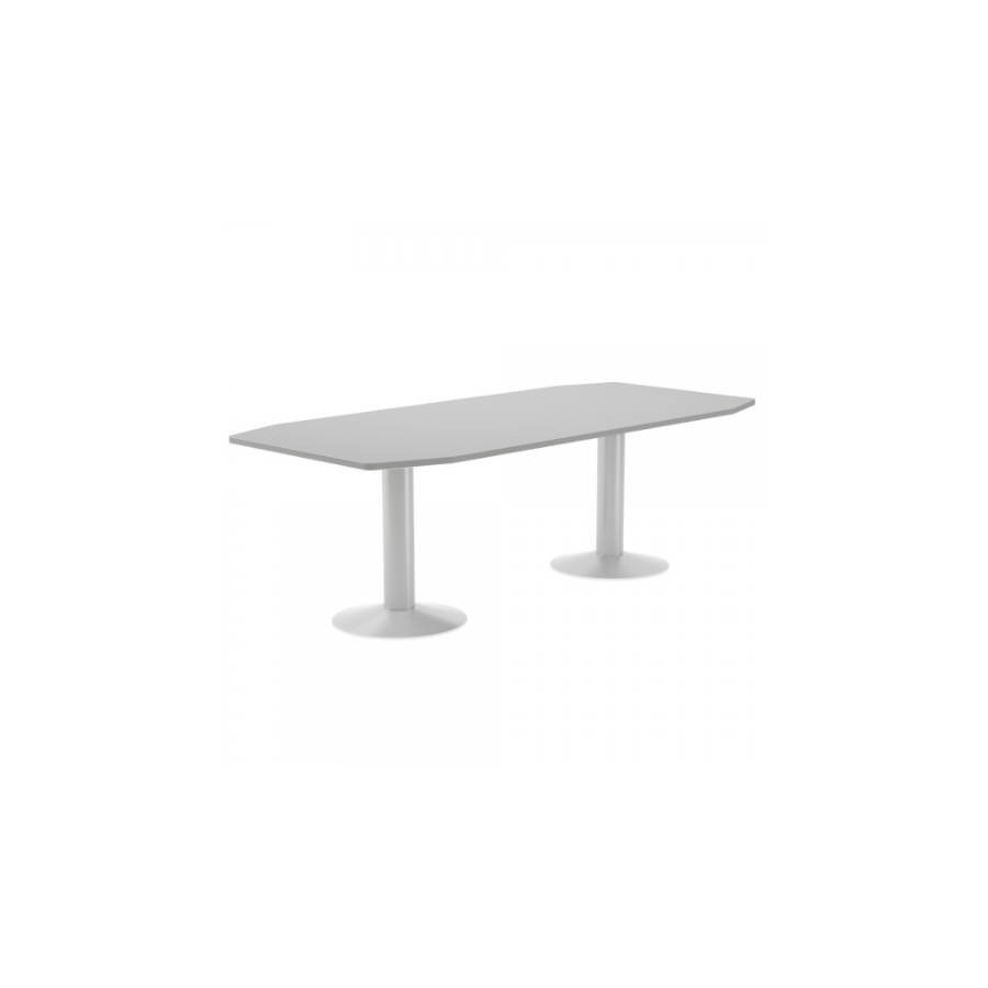 3100-MESA DE REUNIONES 220X100X72CM. COLOR: PATA METALICA BLANCA / TABLERO GRIS ROCADA 3003ATW02