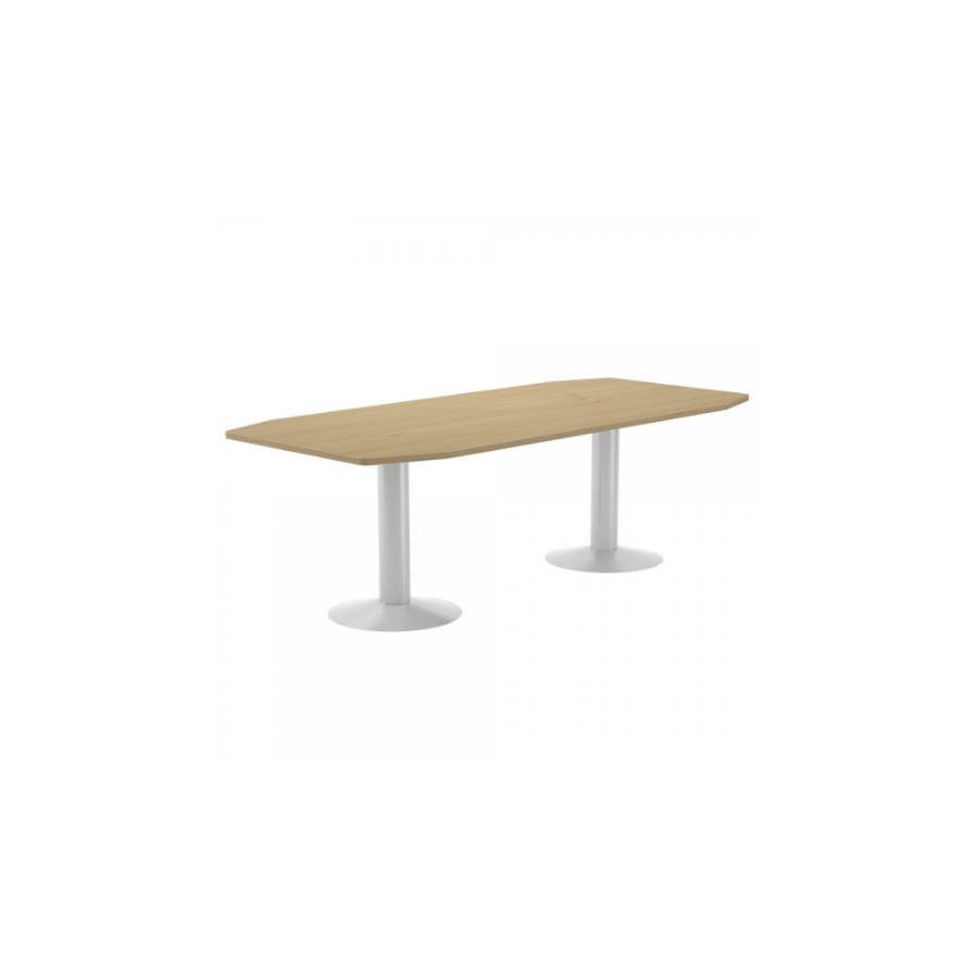 3102-MESA DE REUNIONES 220X100X72CM. COLOR: PATA METALICA BLANCA / TABLERO ROBLE ROCADA 3003ATW08