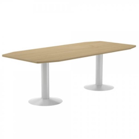 3102-MESA DE REUNIONES 220X100X72CM. COLOR: PATA METALICA BLANCA / TABLERO ROBLE ROCADA 3003ATW08