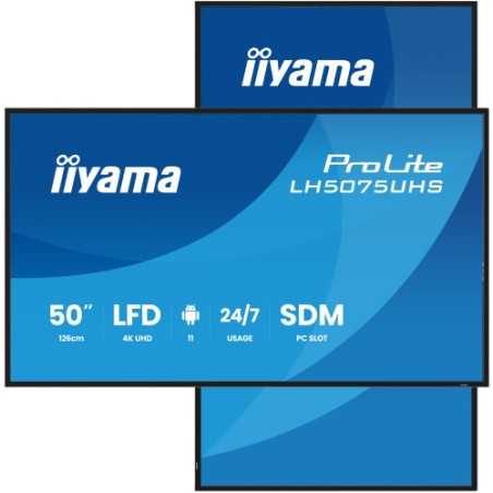 31126-MONITOR TACTIL IIYAMA 50" 3840X2160, UHD VA, 500CD/M2, HORIZ VERT,FAILOVER,MM 2X 10W, HDMI 3X, DP, DP-OUT, USB 2.0