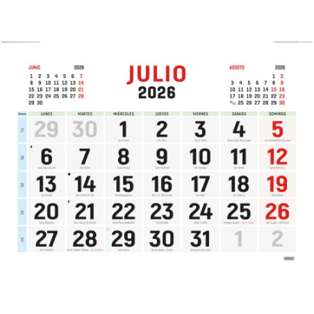 31197-CALENDARIO 2026 PARED HORIZONTAL DOBLE CARA CASTELLANO INGRAF 333427