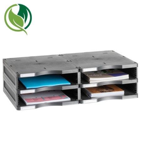 31346-MODULO SOSTENIBLE DE CLASIFICACION 4 COMPARTIMENTOS 360X600X165 MM. COLOR NEGRO ARCHIVO 2000 6522 NE