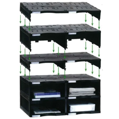 31347-MODULO SOSTENIBLE DE CLASIFICACION 4 COMPARTIMENTOS 360X600X165 MM. COLOR NEGRO ARCHIVO 2000 6522 NE