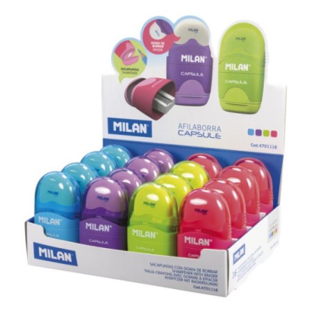 3147-Milan 4701116 sacapuntas Sacapuntas manual Azul, Verde, Rosa, Purpura