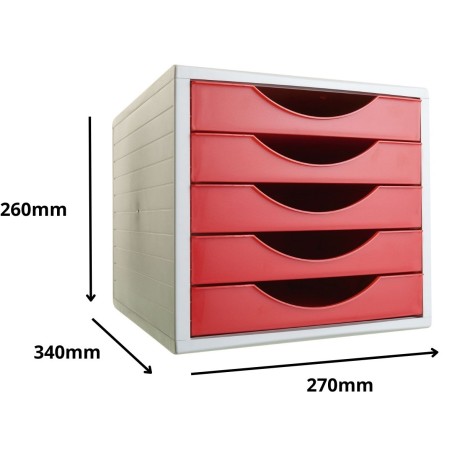 31473-MODULO ECOGREEN 5 CAJONES 100% RECICLADO Y RECICLABLE DIN A4 FOLIO Y SUBCARPETA MEDIDAS: 340X270X260 MM CARCASA GR