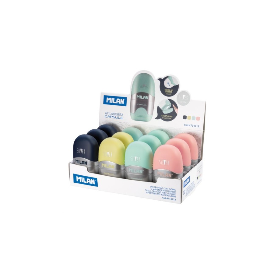 3156-Milan 4714112 sacapuntas Sacapuntas manual Azul, Rosa, Turquesa, Amarillo