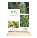31686-EXPOSITOR SOBREMESA DOBLE CARA A5 VERTICAL CON BASE DE MADERA  40x150x240MM A5 ARCHIVO 2000 15905M1 CS TP