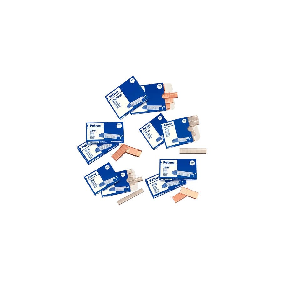 3184-CAJA DE 1000 GRAPAS TIPO 25/10 GALVANIZADAS PARA GRAPADORA PETRUS 1400 PETRUS 623386