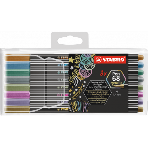 ESTUCHE 8 UNIDADES ROTULADOR PEN 68 COLORES METALLIC PUNTA 1,4 MM STABILO 6808/8-11
