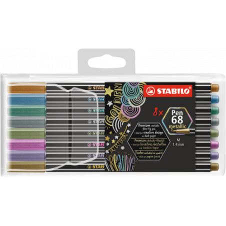 ESTUCHE 8 UNIDADES ROTULADOR PEN 68 COLORES METALLIC PUNTA 1,4 MM STABILO 6808/8-11