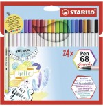 3190-ESTUCHE CARTON 24 UNIDADES ROTULADOR PEN 68 BRUSH COLORES SURTIDOS STABILO 568/24-211