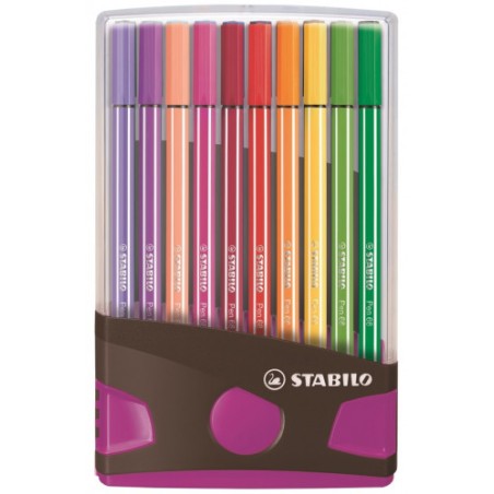 3195-CAJA 20 ROTULADORES PEN 68 COLORPARADE PUNTA 1 MM ANTRACITA/ROSA STABILO 6820-04-03