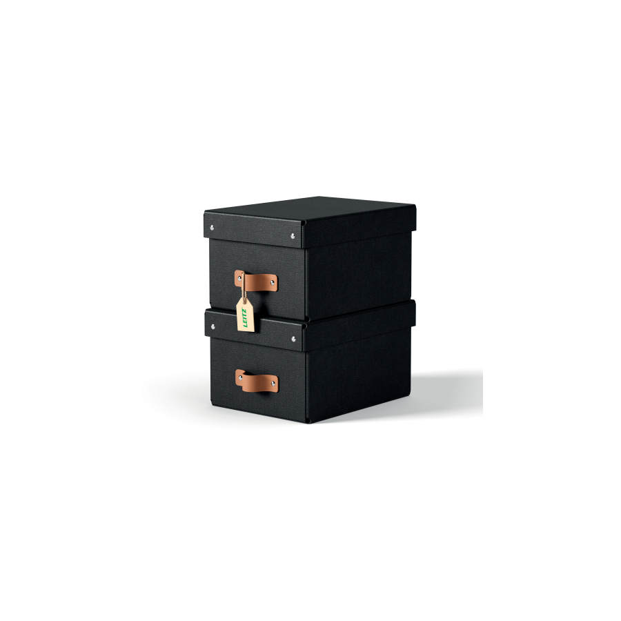 32216-PACK 2 CAJAS DE ALMACENAMIENTO CARTON PEQUENA COLOR NEGRO LEITZ 61470095