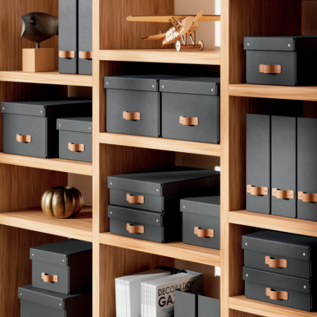 32217-PACK 2 CAJAS DE ALMACENAMIENTO CARTON PEQUENA COLOR NEGRO LEITZ 61470095