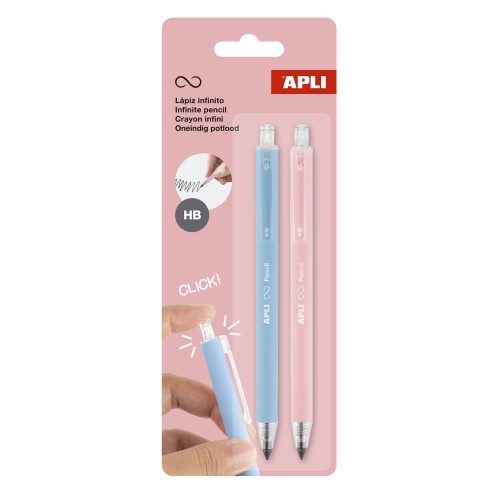 32313-PACK 2 LAPICES RETRACTIL INFINITO AZUL/ROSA APLI 20066