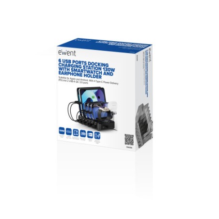 32407-Ewent EW1335 cargador de dispositivo movil Universal Negro Corriente alterna Carga rapida Interior