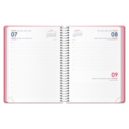 32659-AGENDA 2026 DENVER ESPIRAL DIA PAGINA 15 X 21 CM. COLOR ROSA DOHE 12723 - 26