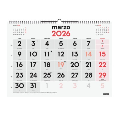 32692-CALENDARIO 2026 NEUTRO PARED NUMEROS GRANDES L 430X310MM FINOCAM 780010026