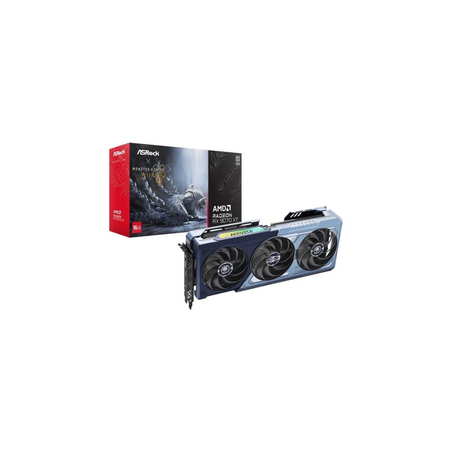 32708-VGA ASROCK RX 9070 XT MONSTER HUNTER WILDS EDITION,AMD,RX9070XT,16GB,GDDR6,256BIT,1HDMI+3DP -JUEGO INCLUIDO- (RX90