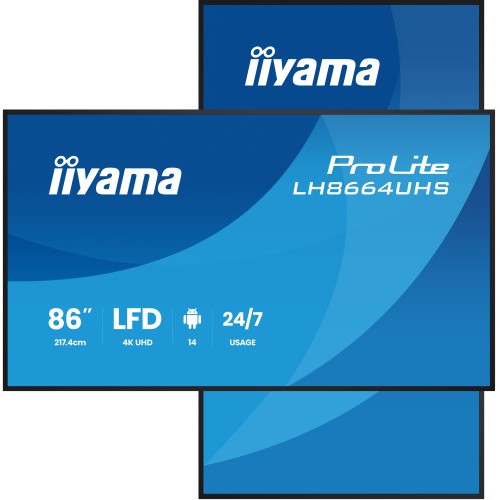 32988-iiyama LH8664UHS-B3AG pantalla de senalizacion Pantalla plana para senalizacion digital 2,17 m (85.6") Wifi 450 cd