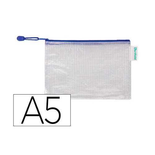 33137-PACK DE 8 BOLSAS ZIPPER MULTIUSOS PVC - CON CIERRE CREMALLERA A5 COLOR AZUL TARIFOLD 509021