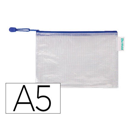 33137-PACK DE 8 BOLSAS ZIPPER MULTIUSOS PVC - CON CIERRE CREMALLERA A5 COLOR AZUL TARIFOLD 509021