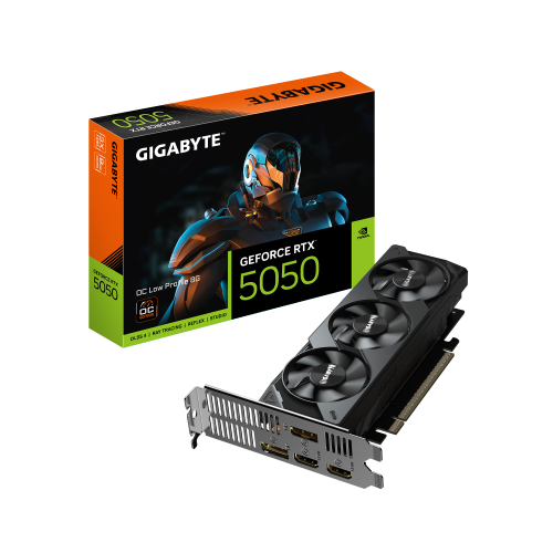 33340-GIGABYTE GeForce RTX 5050 OC Low Profile 8G Tarjeta Grafica - 8GB GDDR6, 128bit, PCI-E 5.0, 2587MHz Frecuencia del