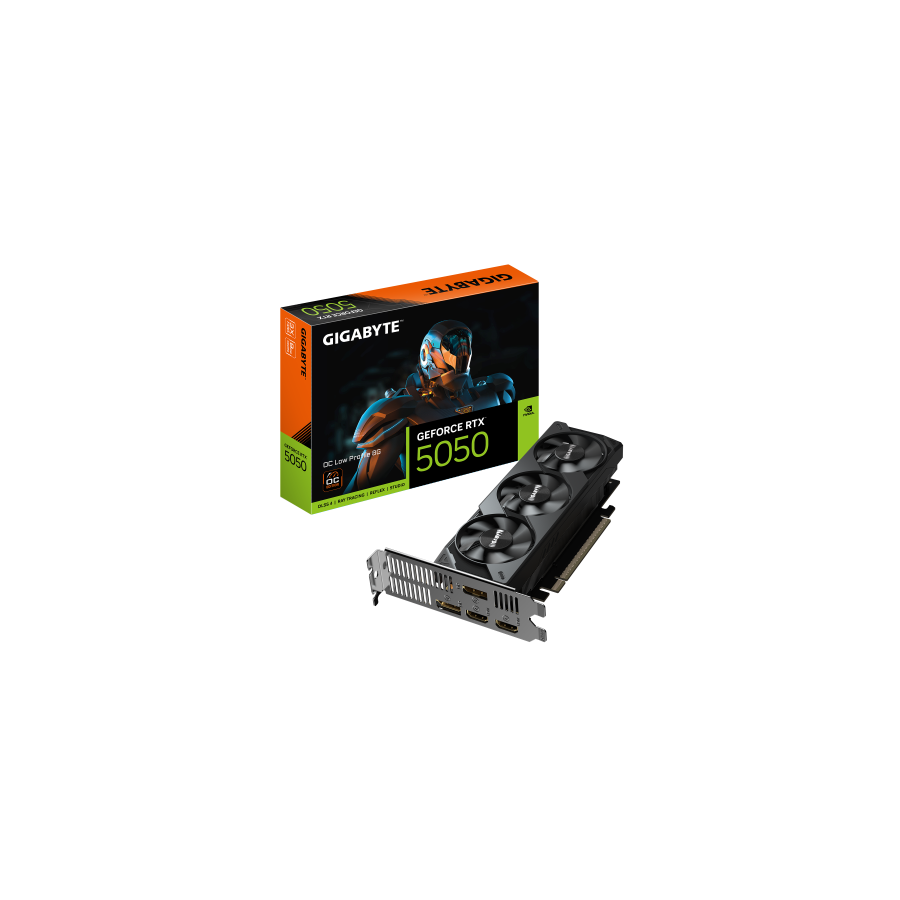 33340-GIGABYTE GeForce RTX 5050 OC Low Profile 8G Tarjeta Grafica - 8GB GDDR6, 128bit, PCI-E 5.0, 2587MHz Frecuencia del