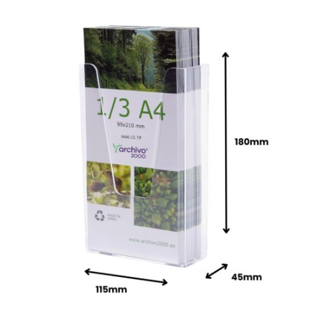 33493-PORTAFOLLETOS MURAL PREMIUM 1/3 A4 VERTICAL 45x115x180MM ARCHIVO 2000 9006CSTP
