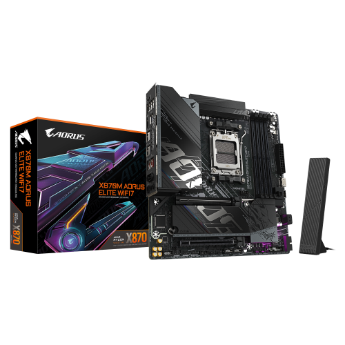 33599-GIGABYTE X870M AORUS ELITE WIFI7 Placa Base - Compatible con procesadores AMD Ryzen 9000, VRM digital de 14+2+2 fa