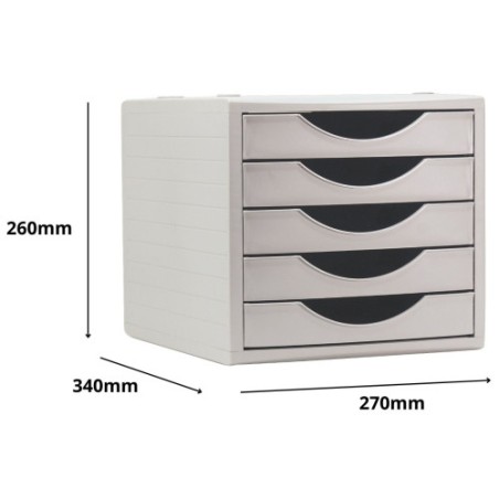 33609-MODULO ECOGREEN 5 CAJONES 100% RECICLADO Y RECICLABLE DIN A4 FOLIO Y SUBCARPETA MEDIDAS: 340X270X260 MM CARCASA Y